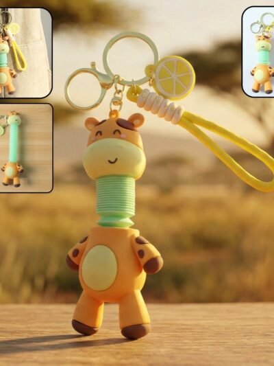 Giraffe Cartoon Keychain – Flexible Neck & Wrist Strap Charm