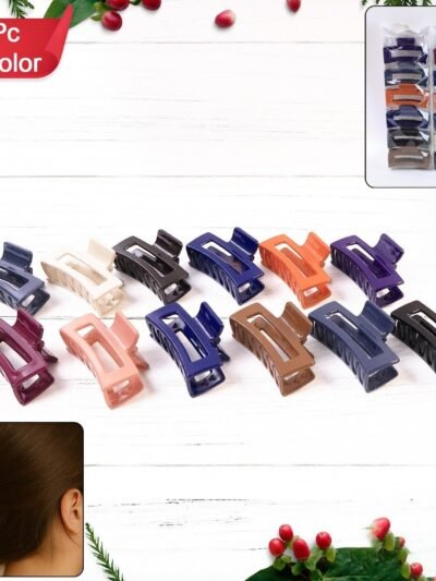 Matte Rectangle Hair Claw Clip – Strong Hold & Assorted Colors Pack