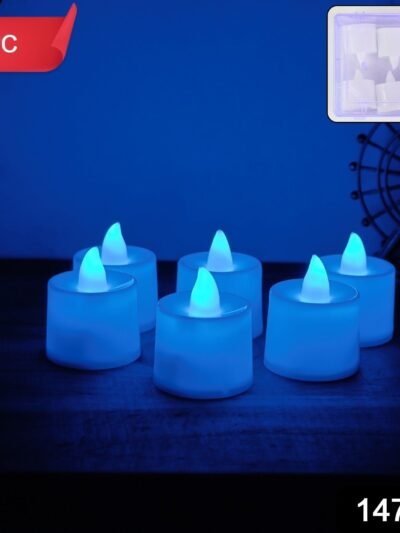 Blue LED Tea Light Candles – Safe Flameless Set of 6