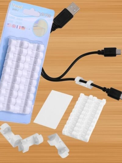 Self-Adhesive Cable Clips – 20-Pack Wire Organizers | Dustiva