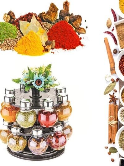 Revolving Spice Rack – 16-Jar Plastic Set | Tidy Table