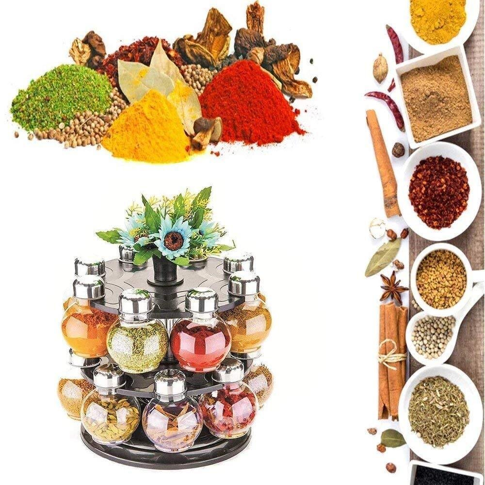Revolving Spice Rack – 16-Jar Plastic Set | Tidy Table