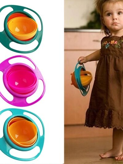 Spill-Proof Gyro Bowl – 360° Rotating Toddler Feeding Dish | Baby Ladle