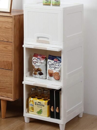 Plastic Storage Cabinet – 3-Layer Foldable Organizer | Organivo