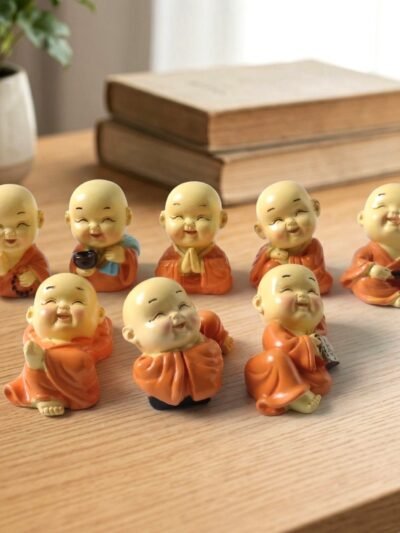 Mini Monk Buddha Idol Set – Serene & Joyful Home Decor