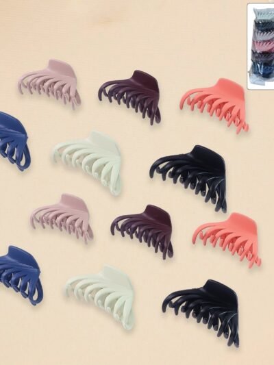 Hair Claw Clips Set – Matte Finish & Strong Grip, 12 Pieces