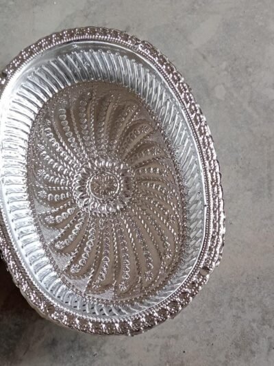 Silver Gift Tray – Royal Design Oval Decorative | Jiaqi