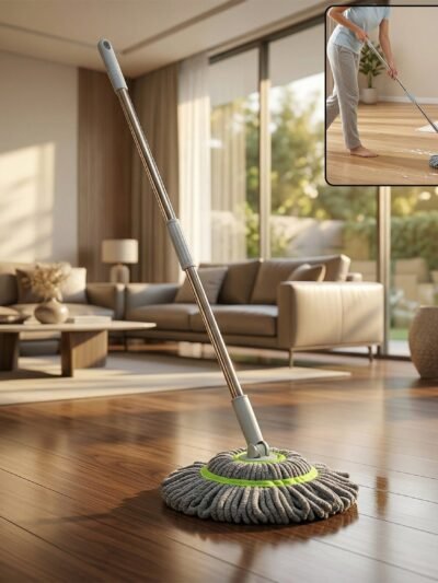 360° Spin Mop – Adjustable Handle & Microfiber Head for Effortless Cleaning