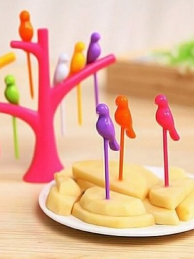 Bird Fruit Forks with Tree Holder – Cute Kids Table Decor |