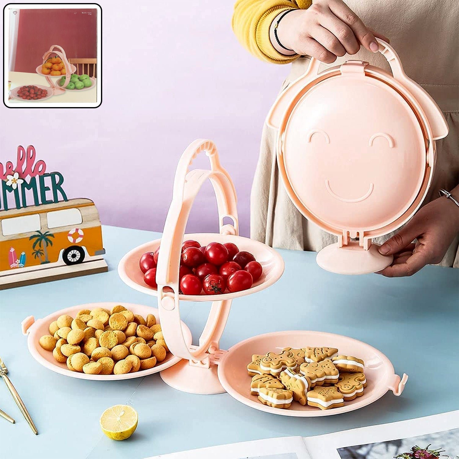 3-Layer Foldable Snack Serving Stand – Portable & Space-Saving