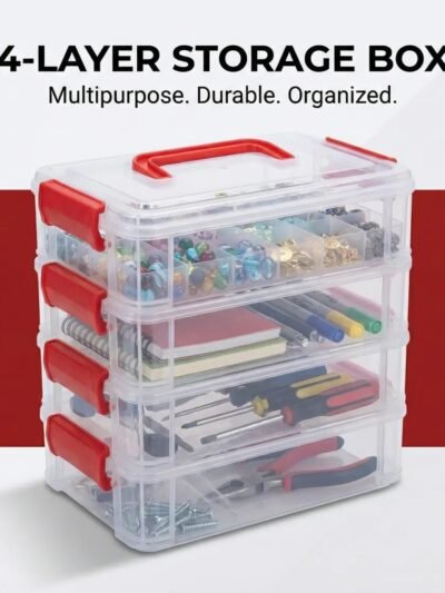 Plastic Storage Box – 4-Layer Transparent Organizer with Handle