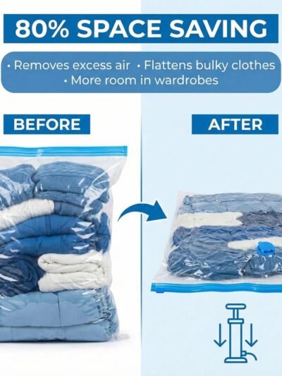 Vacuum Storage Bags with Suction Pump – Space-Saving 5 Pcs Set