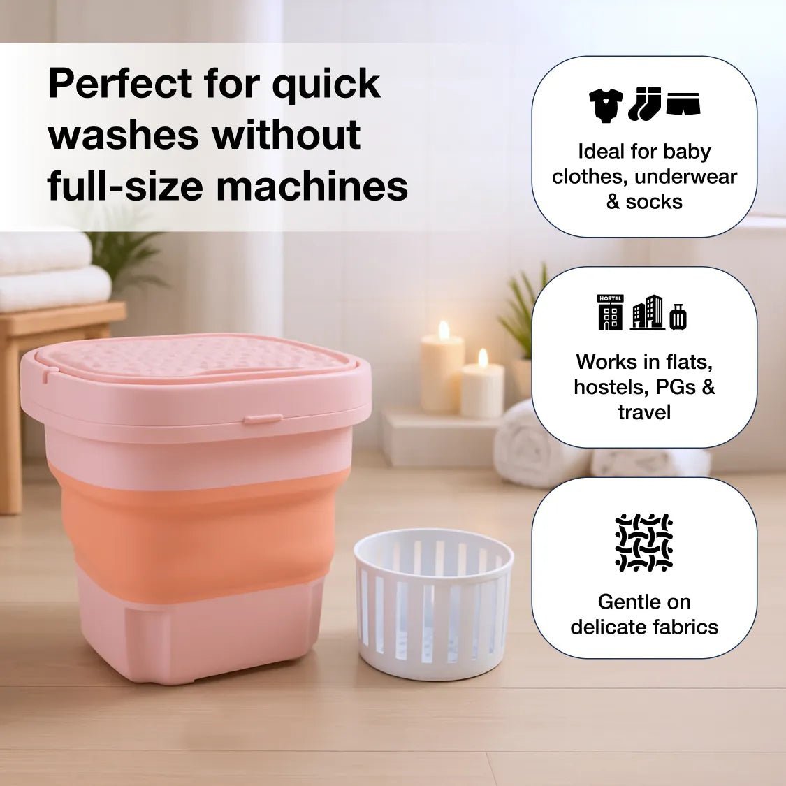 Portable Washing Machine � Foldable Mini Washer | Velvet Wipe