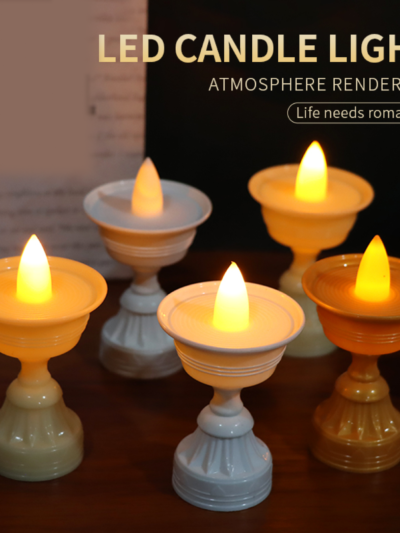 Water Sensor LED Diyas Set – Flameless White Decorative Lights