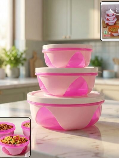 Plastic Storage Containers Set of 3 – Durable & Airtight Kitchen Boxes