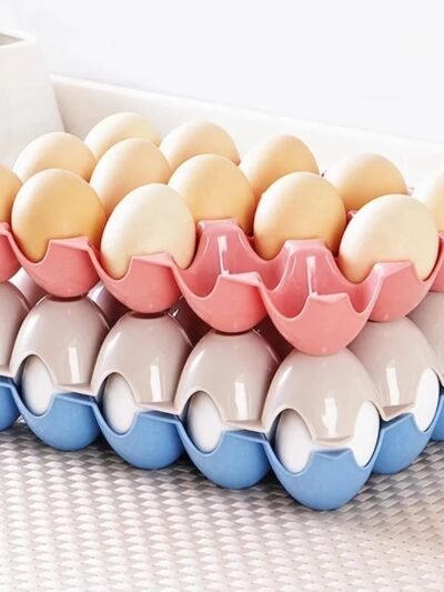 Plastic Egg Trays – 15-Cavity Stackable Storage (4 Pc) | Organivo