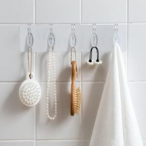 Adhesive Wall Hooks – Transparent & Heavy-Duty 5 Pc | GlimmerHome