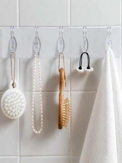Adhesive Wall Hooks – Transparent & Heavy-Duty 5 Pc | GlimmerHome