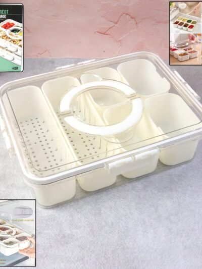 6-Compartment Fridge Storage Box – Leak-Proof, Space-Saving Organizer