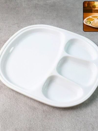 Large Plastic Compartment Dinner Plate – 4 Sections for Organized Meals