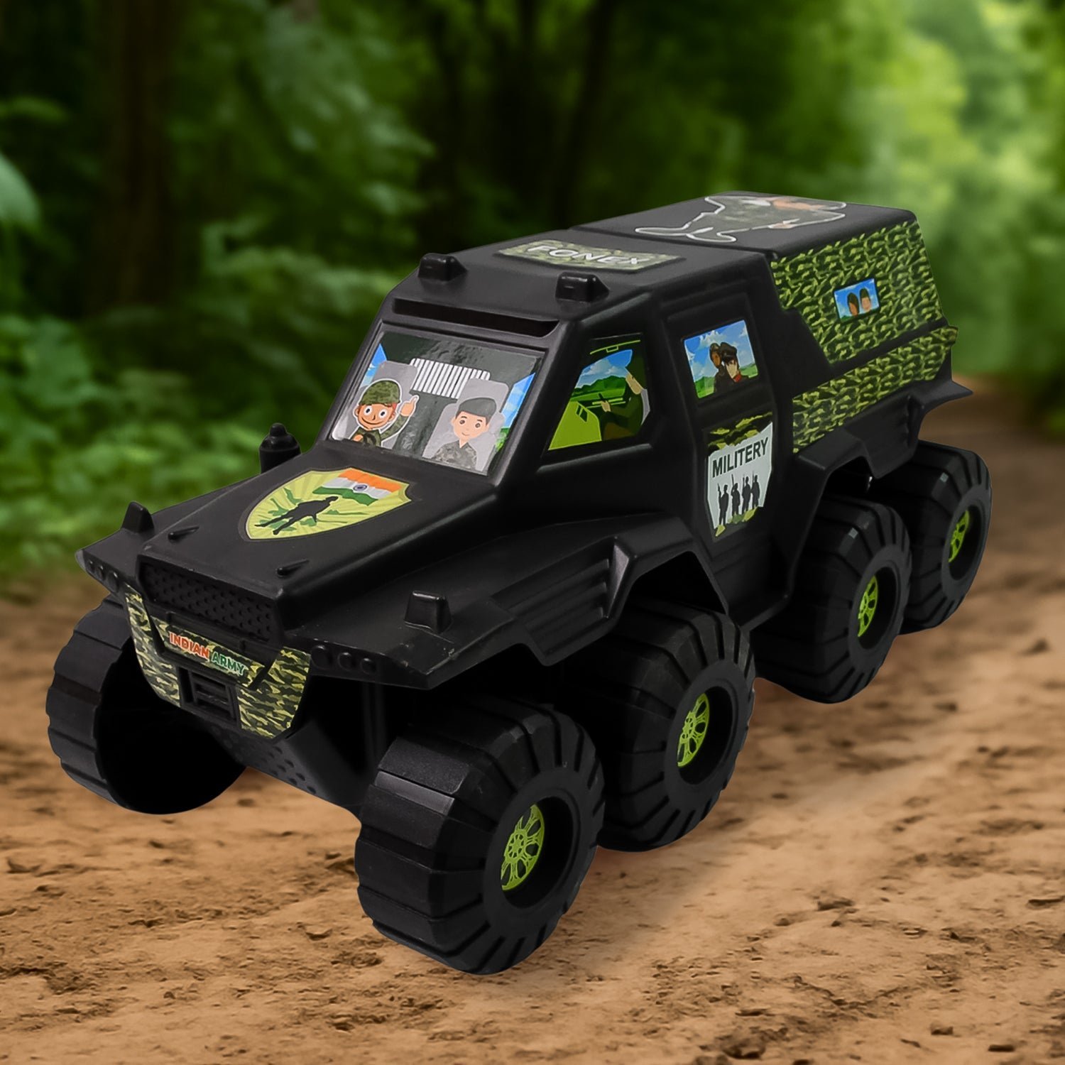 Military Toy Car � 8-Wheel Plastic Army Vehicle | Brain Horizon