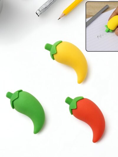 Chili Shape Erasers – Fun 3D Mini Eraser Set (3 Pc) | Writezo