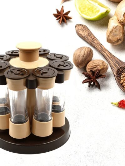 Revolving Spice Rack – 8 Jar Condiment Set for Kitchen | Indo Glow