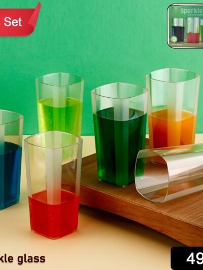 Unbreakable Plastic Tumbler Set – Square Design 300 ML 6 Pc | Corporate Kudos