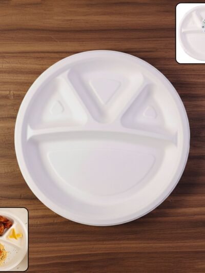 4 Compartment Disposable Food Serving Plate – Set of 10
