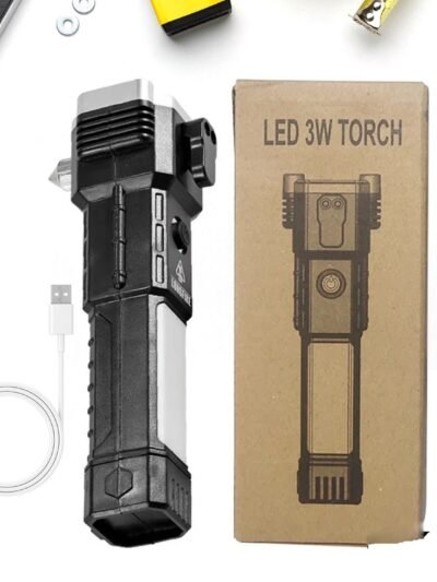 Rechargeable LED Torch – Emergency Hammer & Glass Cutter | Indo Glow
