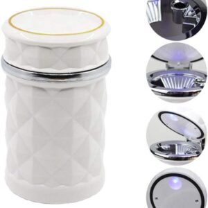 Car Cupholder Ashtray – LED Light, Lid & Portable Bin | Velvet Wheels