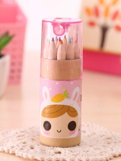Kids Colouring Pencils Set – 12 Mini Shades with Sharpener | TinyTrendy