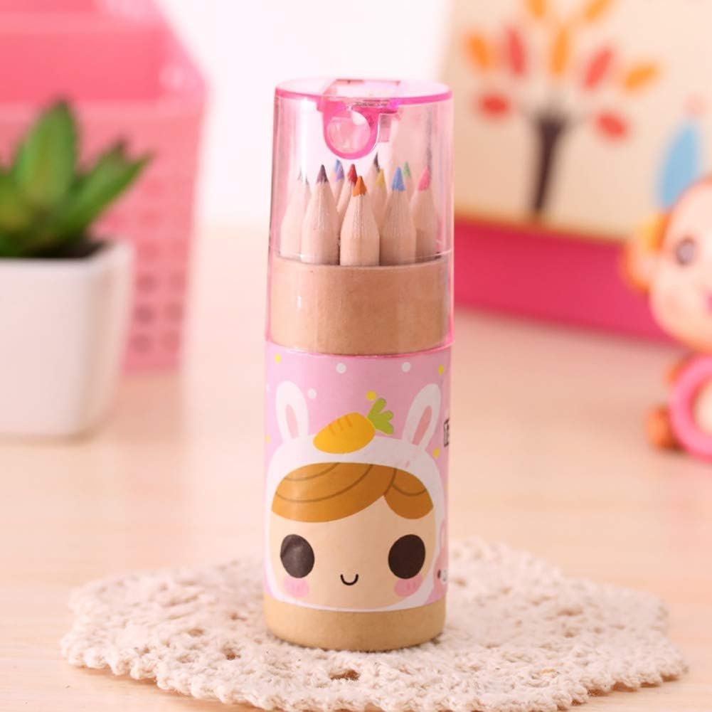 Kids Colouring Pencils Set – 12 Mini Shades with Sharpener | TinyTrendy