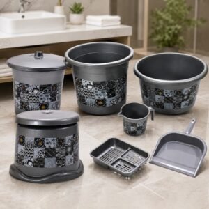 7-Piece Bathroom Set – Durable Plastic Organiser | VelvetBubbles