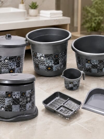 7-Piece Bathroom Set – Durable Plastic Organiser | VelvetBubbles