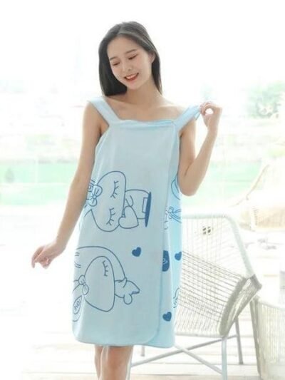 Wearable Bath Towel – Quick Dry Cotton Wrap for Women | Mini Bubbles