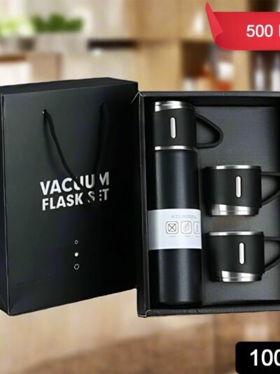 Stainless Steel Vacuum Flask Set with 3 Cups – 500ml | Biz Sip