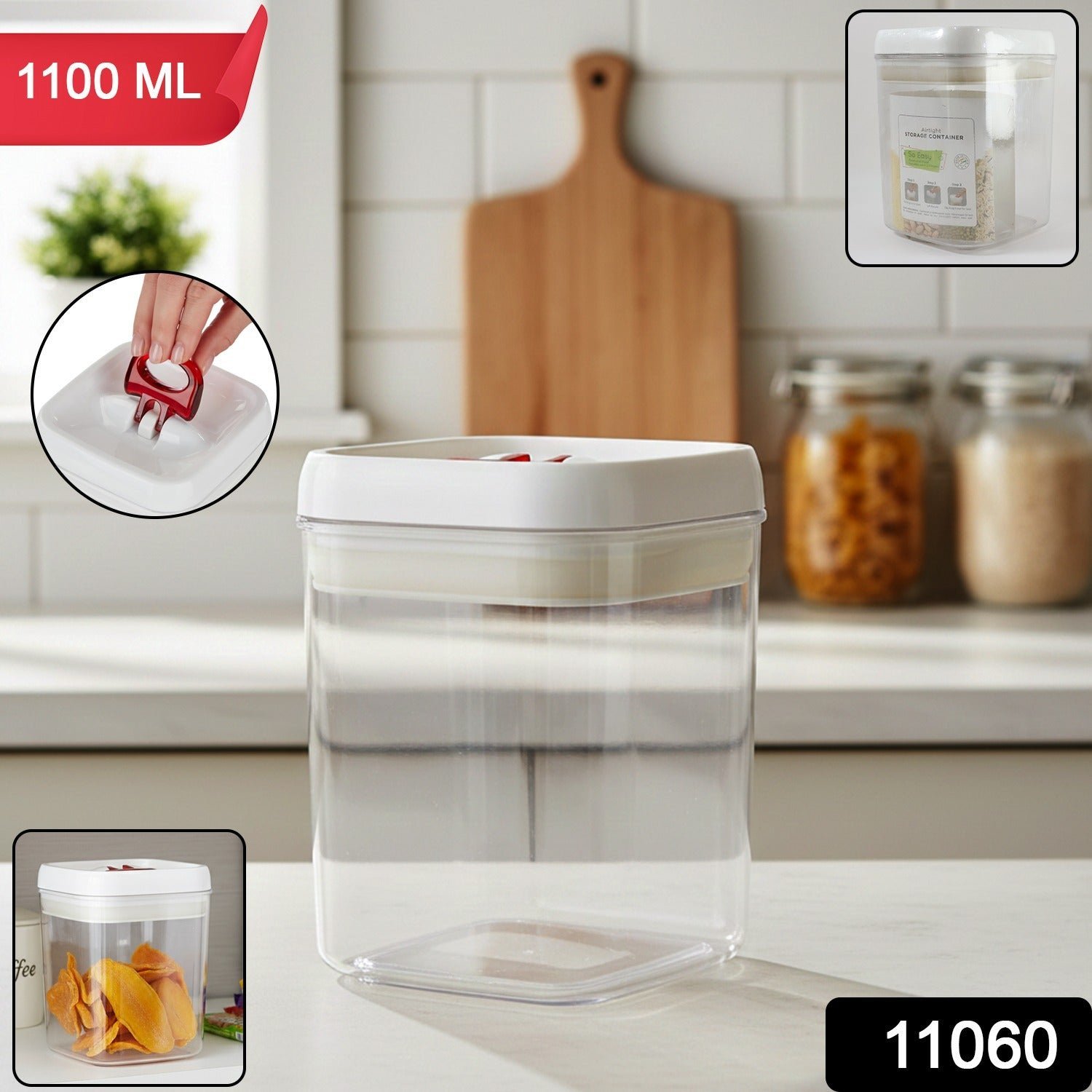 Airtight Kitchen Storage Container – Secure Lock & Transparent 1100ml