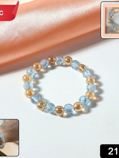 Dual-Tone Crystal Beaded Stretch Bracelet – Elegant Slip-On Design