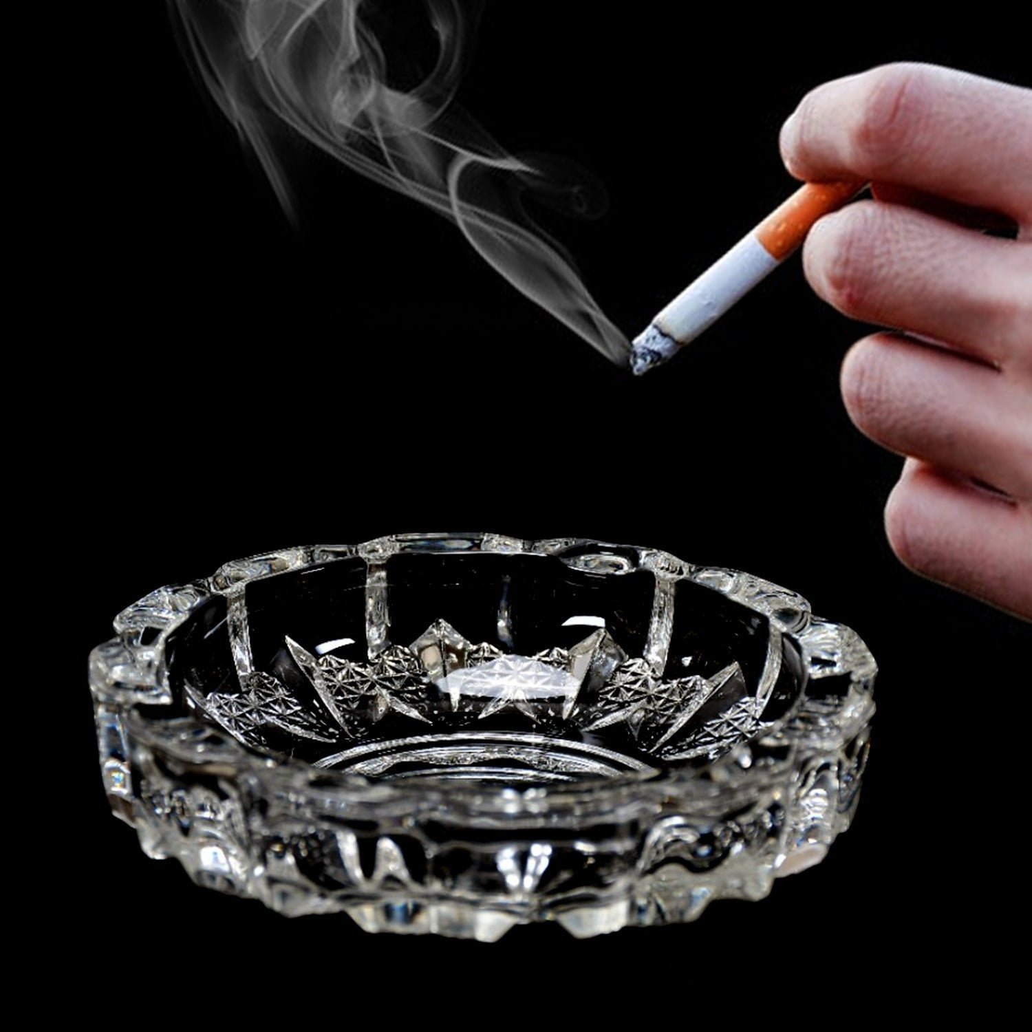 Crystal Glass Ashtray � Round Cigar & Cigarette | Styleva