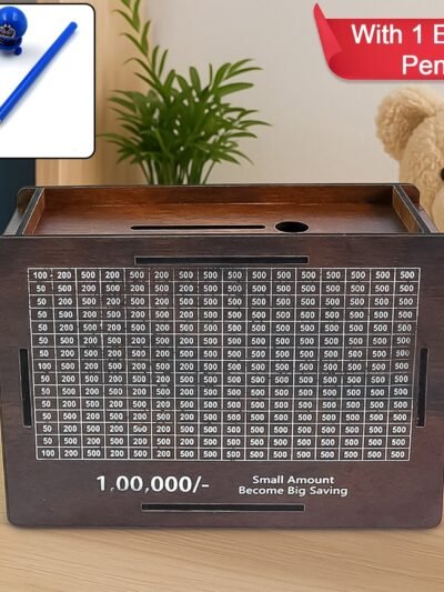 Wooden Piggy Bank – Fun Savings Challenge with Emoji Pan