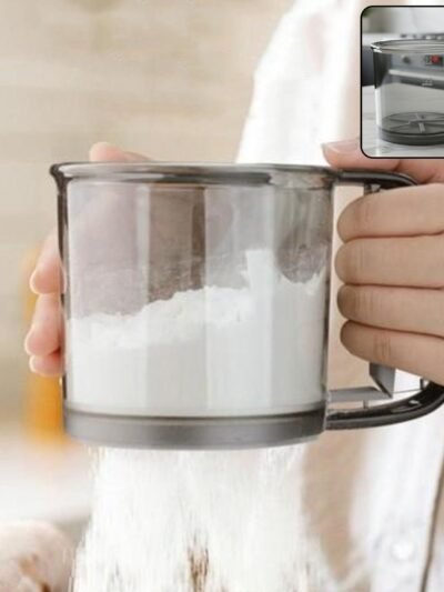 Plastic Flour Sieve Cup – Fine Mesh Filter with Handle for Baking