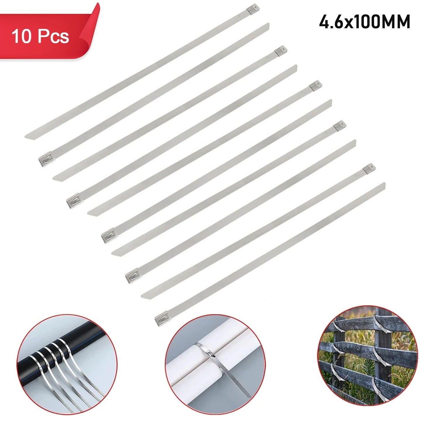 Stainless Steel Cable Ties – 100mm Rustproof 10-Pack | WipeTech