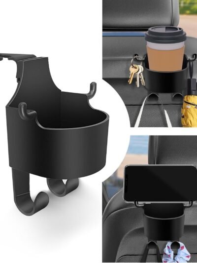 Car Headrest Organizer – 3-in-1 Cupholder & Phone Holder for Travel