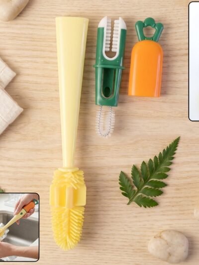 3 in 1 Bottle Cleaning Brush � Gentle & Reusable with Silicone Head