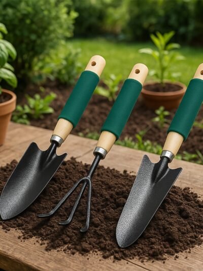 Gardening Tool Set – Heavy-Duty 3-Pc with Wooden Handles | XcelCraft