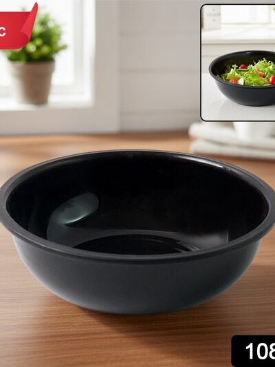 6-Inch Black Plastic Serving Bowl – Deep & Durable Design