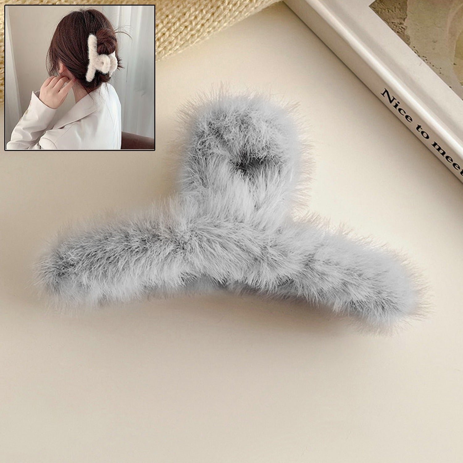 Plush Hair Claw Clip � Soft, Non-Slip & Stylish | Calm & Curl