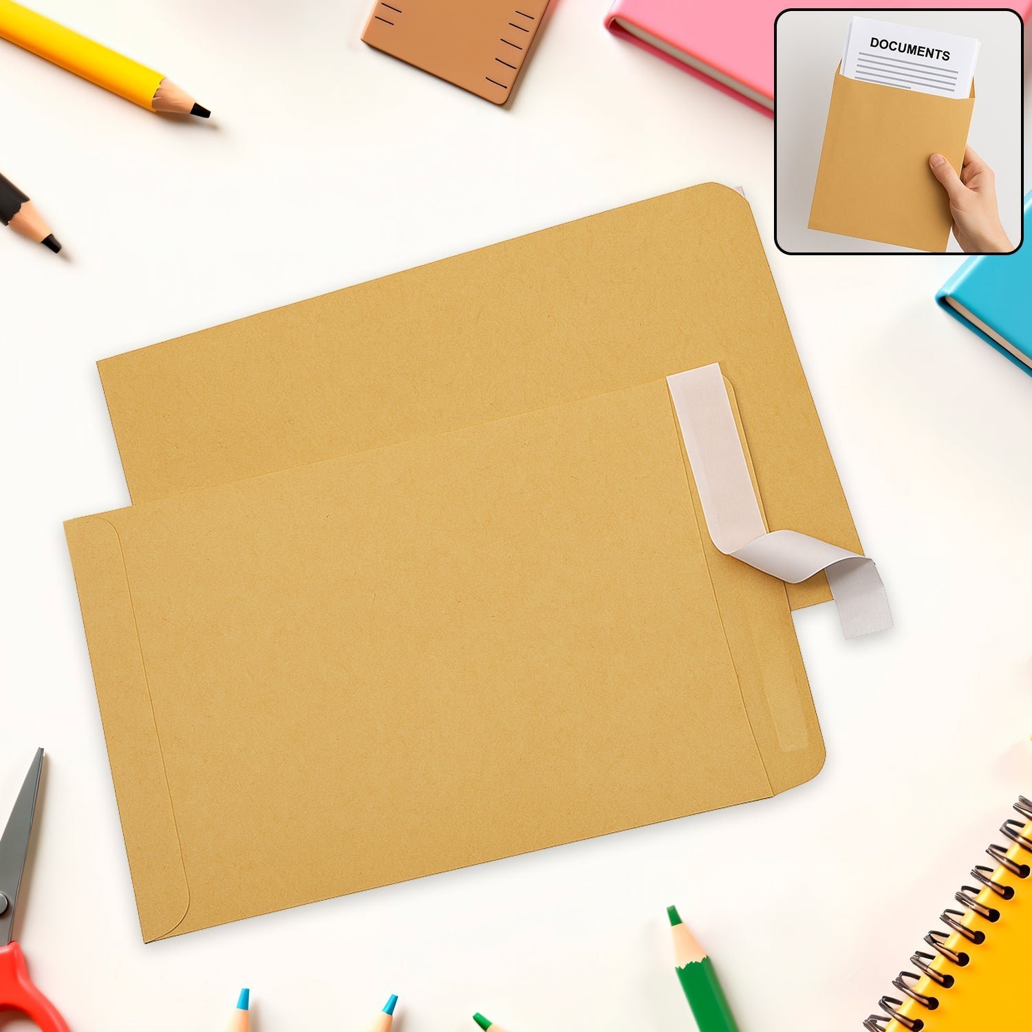 Brown Kraft Envelopes – Self-Seal for Invitations & Office | Craftily