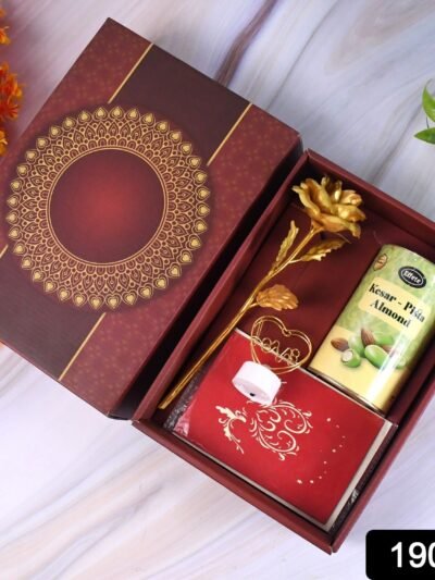 Valentine’s Day Gift Box – Heart Light, Chocolates & Golden Flower | Giftoiza